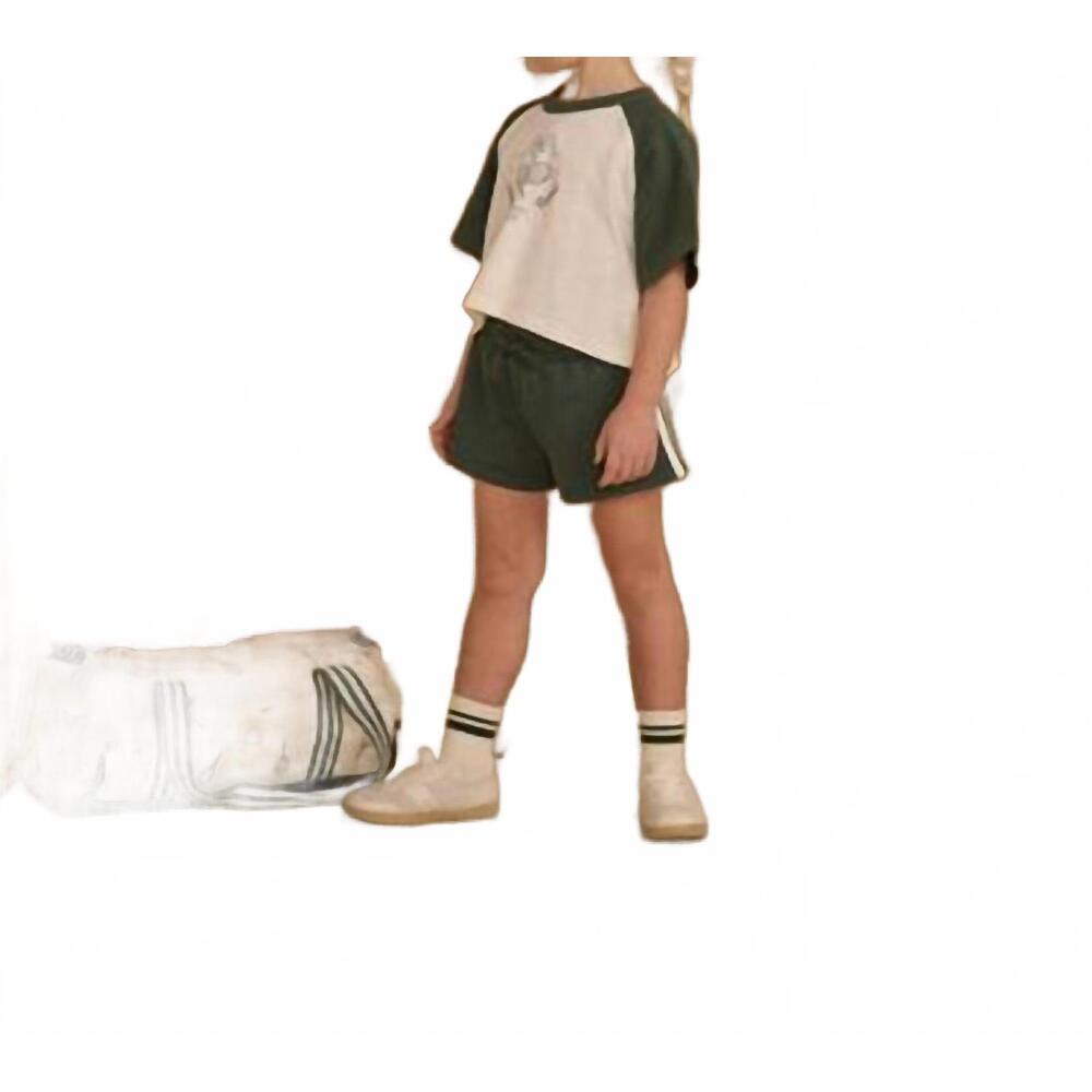 NEW RYLEE + CRU kid's raglan crop tee and track short set in racquet club